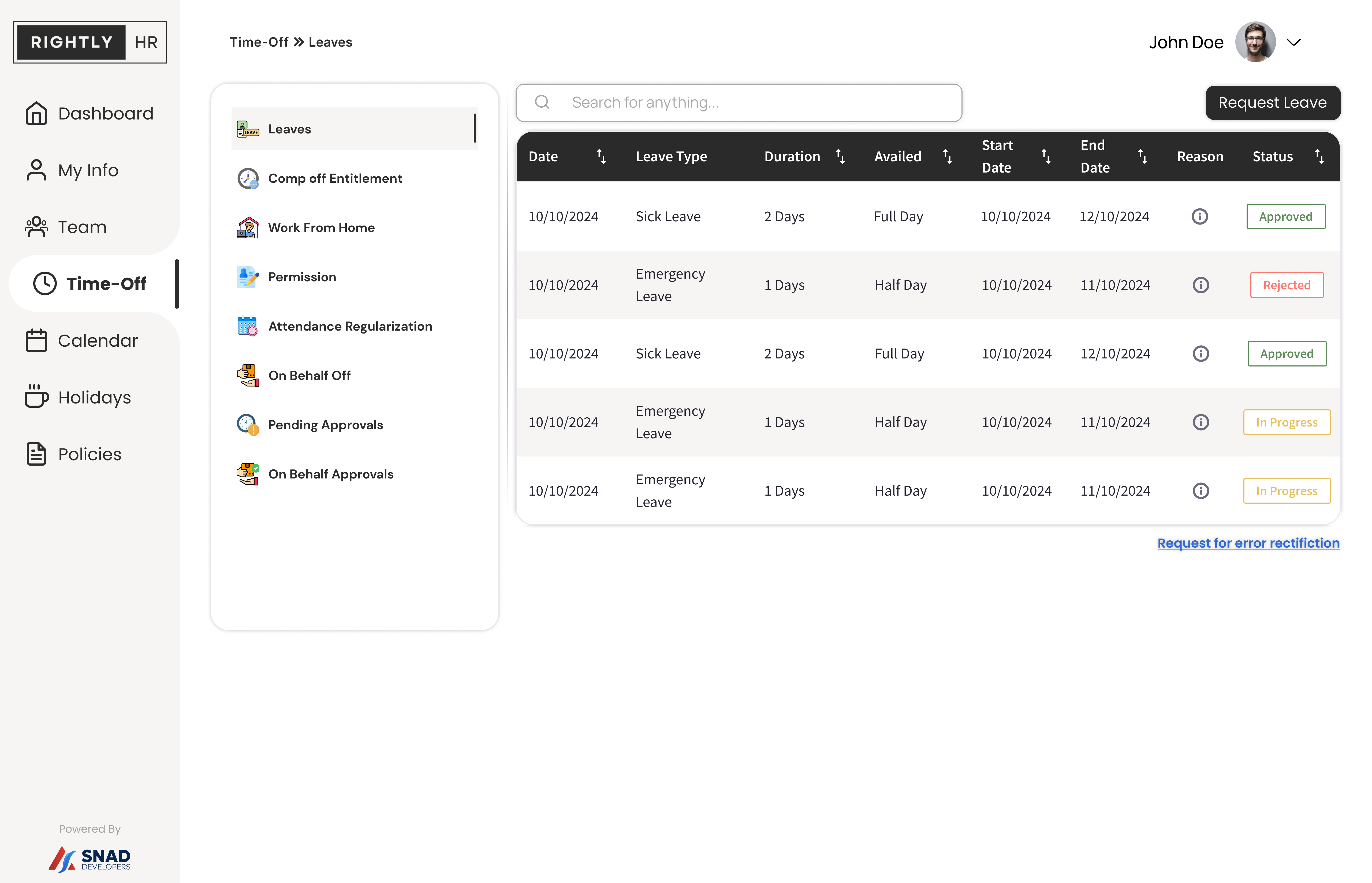 Dashboard mockup