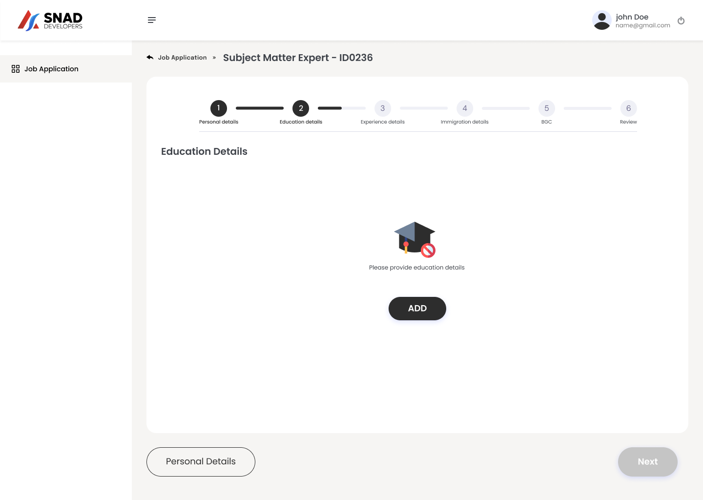 Dashboard mockup